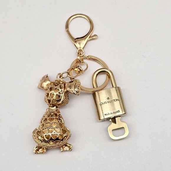 Authentic Louis Vuitton Lock & Key with unbranded Dog Bagcharm,  Keychain 102025 - Picture 3 of 7